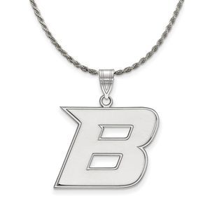 Sterling Silver Boise State Large Initial B Necklace - 20 Inch